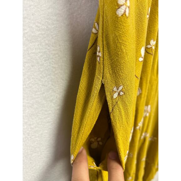 Universal Thread Yellow Floral Button Midi Dress Large - Picture 4 of 8